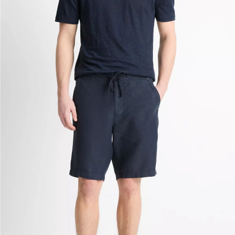 Vince Hemp Drawstring Short Large Navy Raw Hem